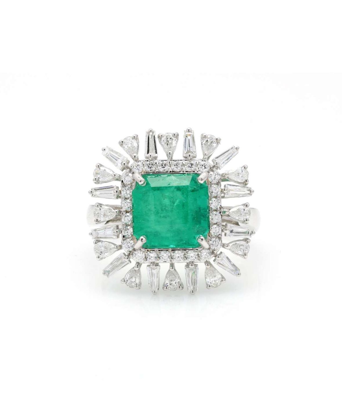 Emerald Radiance Ring in Sterling Silver